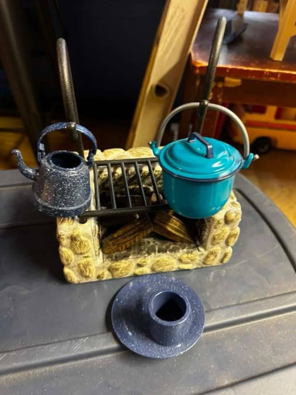 American Girl Teal and Navy Miniature Campfire Cookware Set MayEllen set